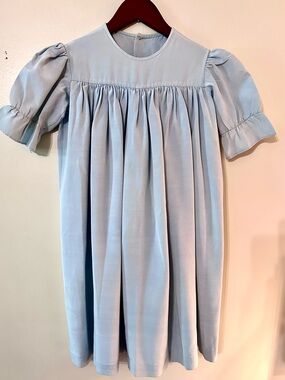 Classic Girls' Light Blue Puff Sleeve Dress